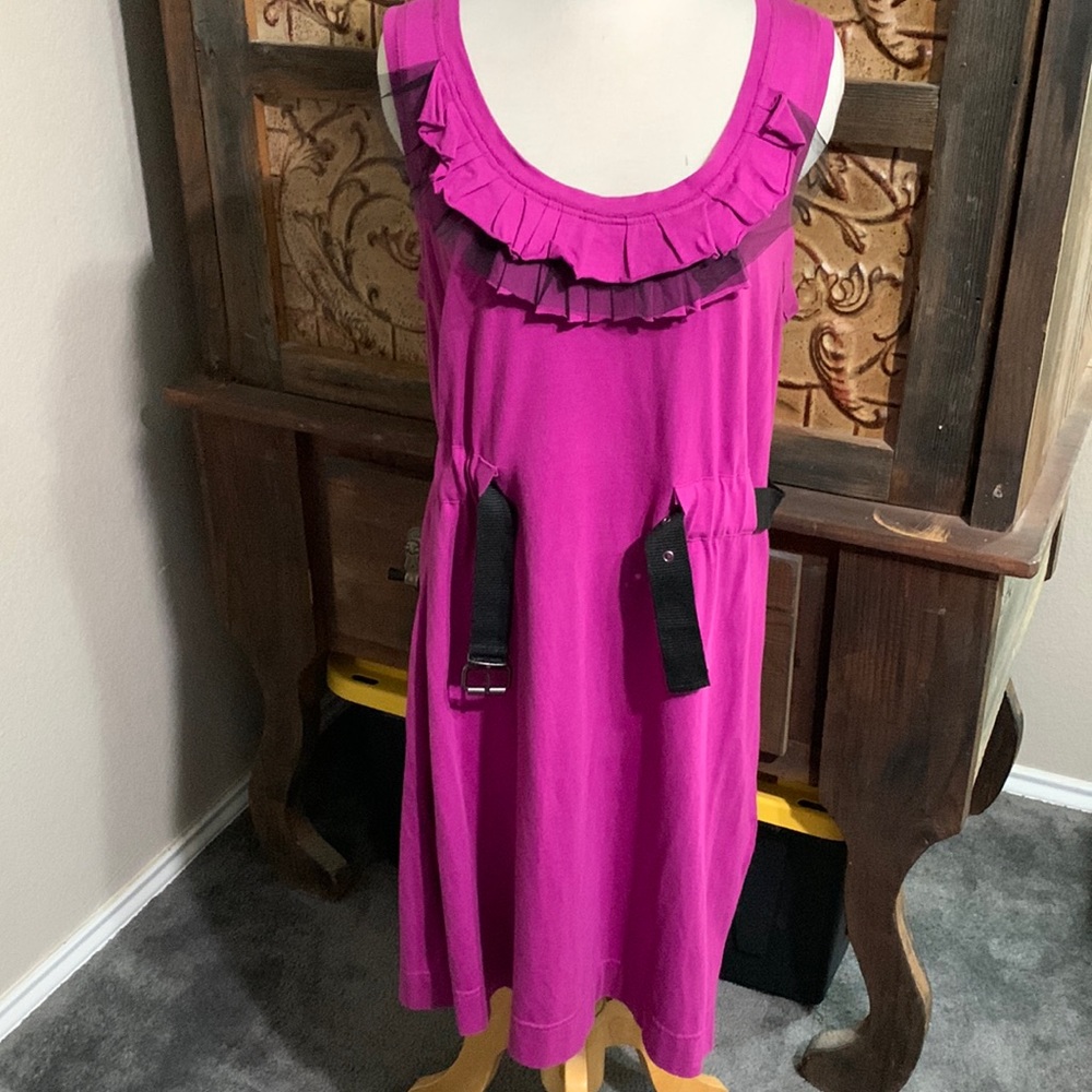 Simply Vera Cotton Modern Ruffled Purple Dress
